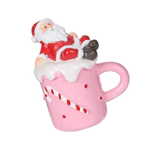 Bunte Weihnachtsmann-Figur mit Schneemann in Tasse, Kuchendekoration, Ornament, Harz, Statue für Weihnachten, Tischplatte und Regale, Dekoration von Ralondbey