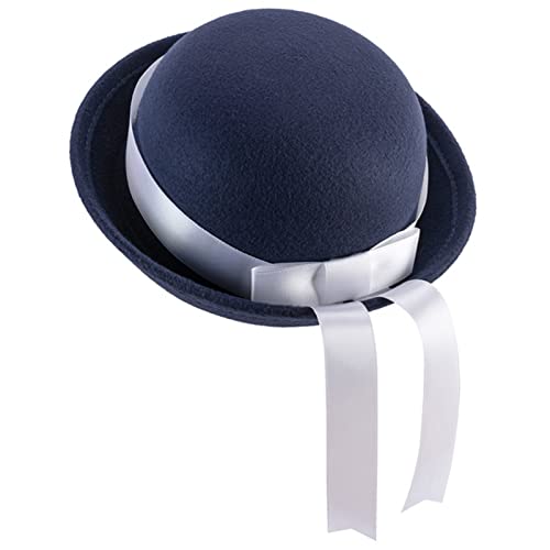 Ralondbey Hut Bowler Hut Sleek Ribbon Bow Bucket Cap Eltern-Kind Derby Hut für den täglichen Gebrauch, Marineblau und Weiß, Einheitsgröße von Ralondbey