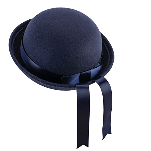 Ralondbey Hut Bowler Hut Sleek Ribbon Bow Bucket Cap Eltern-Kind Derby Hut für den täglichen Gebrauch, Tibetisches blaues Band, Einheitsgröße von Ralondbey