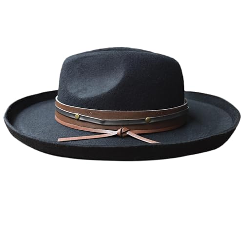 Ralondbey Hut Eleganter französischer Stil Trilby Hut PU Hut Band Derby Hut für Karneval Gentleman von Ralondbey