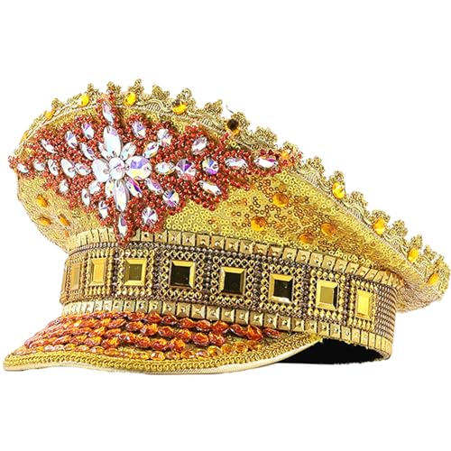 Ralondbey Hut Hochzeit Braut Kapitän Hut mit Diamant/Pailletten Frauen Weihnachten Maskerade Party Hut Abschlussball Bühnenauftritte Militär Hut von Ralondbey