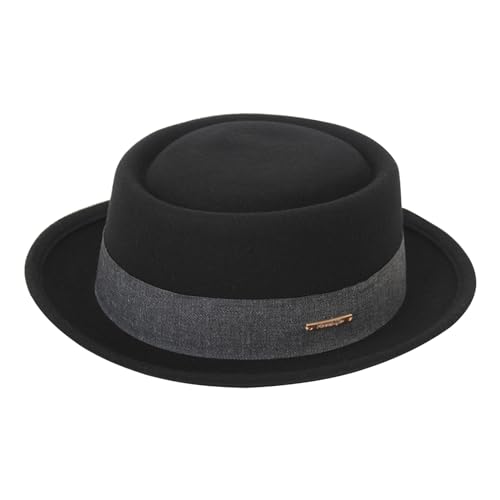 Ralondbey Hut Vintage Fedora Hut für Damen Herren mit Rollbesatz Panama Hut Magier Cap Wollfilz Hut Cosplay Kostüm 1920er Jahre Party Hut von Ralondbey