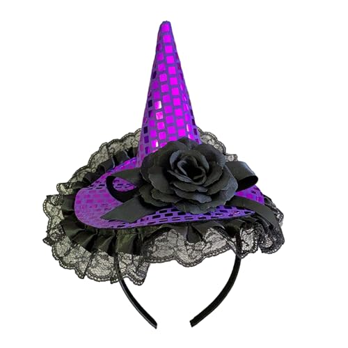 Ralondbey Stirnband Haarband Halloween Kopfschmuck Spitze Hexenhut Stirnband Specter Haarreifen mit Mesh Starker Halt Haarreifen für Mädchen Jungen Haarschmuck für Frauen und Mädchen von Ralondbey