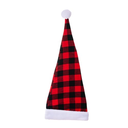 Ralondbey Weihnachtsmütze, dick, lang, Plüsch und weiße pelzige Krempe, für Weihnachtsfeiern, Verkleidungen, Cosplay, Plaids von Ralondbey