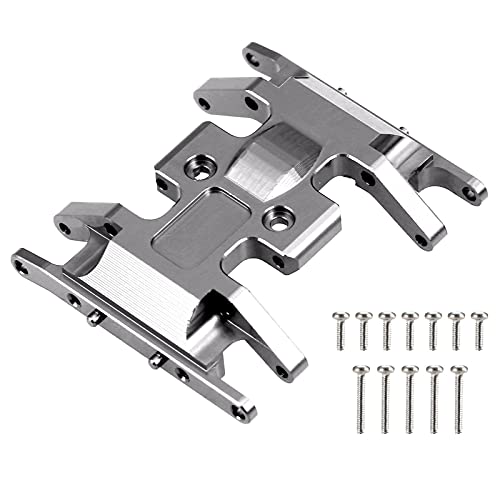 Rancrvy for Axial SCX24 90081 1/24 RC Crawler Car Metal Gear Mount Base Transmission Holder Skid Plate Upgrade Parts, Silver von Rancrvy