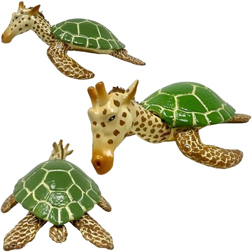 Randimals Schildkröte & Giraffe Tierspielzeug - Girtle Giraffe & Schildkröte Hybrid Figur Realistische Tiere Spielzeug - Robuste & Einzigartige Tierfiguren - Miniatur Tierfiguren von Randimals