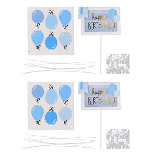 Rankomu Geburtstag Kuchen Topper Dekoration 2pcs Happy Birthday Cake Topper, Ballon Design Geburtstagstorte Dekoration, Party Supplies für Feiern, Blau von Rankomu