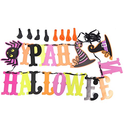 Rankomu Halloween Papierfahnen Halloween Papierfahnen Wimpelkette, Hängendes Banner mit Buchstaben und Luftballons, Spukhaus Layout Dekoration, 3 m lang, ideal für Partys und Veranstaltungen von Rankomu