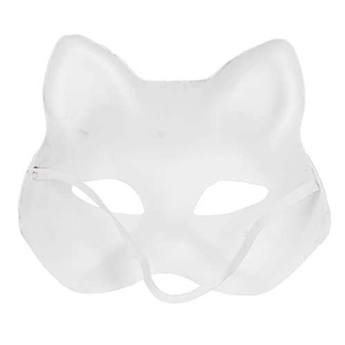 Rankomu Maske, weiß, blanko, DIY-Zeichenmaske, 5 Stück, Erwachsenen-Halloween-Kostüm, Party-Zubehör, Katzengesicht-Design von Rankomu