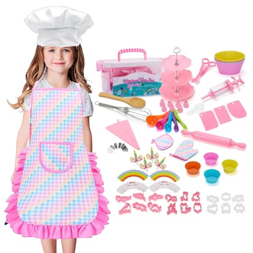 Backset für Kinder,Kochset für Kinder - Pastell-Rollenspielspielzeug - 64-teiliges komplettes Kochzubehör für den Junior-Chef – Kinder-Backset für Mädchen und von Ranley