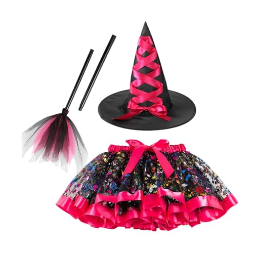 Ranley Halloween Hexenrock, 3-teiliges Kostüm für Halloween, Helle Farben Hexenrock für Frauen Halloween, Mädchenkostüme & Accessoires, Halloween-Kostüme Rock für Prinzessinnen-Verkleidung von Ranley