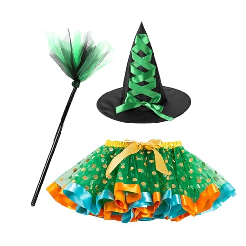 Ranley Halloween-Rock für Kinder - 3-teiliges Kostüm für Halloween,Helle Farben Hexenrock für Frauen Halloween, Mädchenkostüme & Accessoires, Halloween-Kostüme Rock für Prinzessinnen-Verkleidung von Ranley