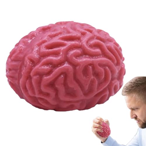 Squeeze Ball Gehirn, Interessanter Dekompressions-Stressball, Gefälschte Gehirn-Stressbälle, Gehirn-Stressabbau-Spielzeug, Weichkleber Brain Squeeze Bälle, Gruseliges Halloween-Quetschspielzeug von Ranley
