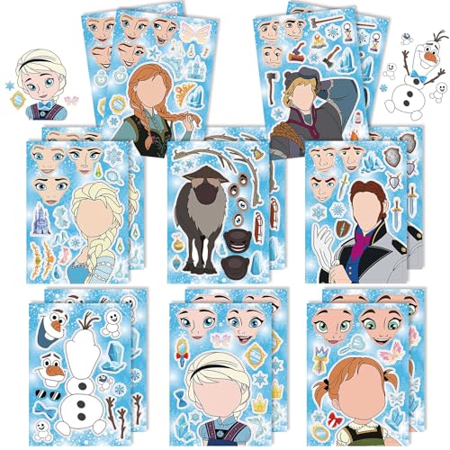 16 Stück Frozen Aufkleber, DIY Cartoon Sticker Kinder Make-a-Face Selbstklebende Aufkleber, Erstelle deine eigenen personalisierten Aufkleber, Party Deko Geburtstagsgeschenk Tütenfüller Bastel Set 16 Stück Frozen Aufkleber, DIY Cartoon Sticker Kinder Make-a-Face Selbstklebende Aufkleber, Erstelle deine eigenen personalisierten Aufkleber, Party Deko Geburtstagsgeschenk Tütenfüller Bastel Set von Ranlufly