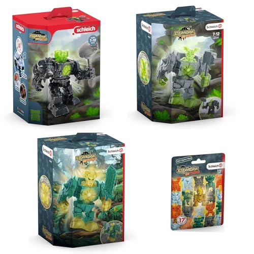 Spar-Set 412841 - Kompatibel für Schleich - Eldrador - Mini Creatures - Spielfigurenset mit 3 Robotern und Mini-Spielgfigur von Rappelkiste Spielwaren