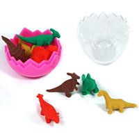 Dino-Ei aus Plastik mit 8 Dinosaurier-Radiergummis im Inneren, 1 Dinoei von Rasehorn.com