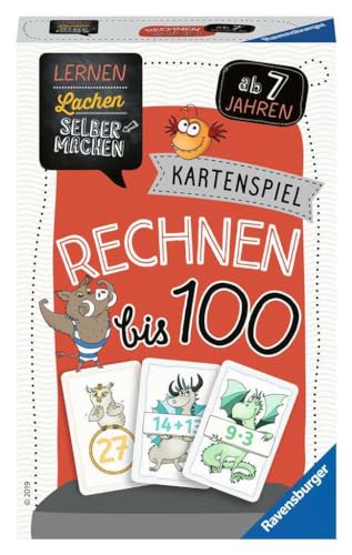 Ravensburger 80660 - Lernen Lachen Selbermachen: Rechnen bis 100, Kinderspiel ab 7 Jahren, Lernspiel für 1-5 Spieler, Kartenspiel, Schwarz von Ravensburger