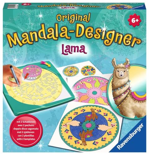 Ravensburger Mandala Designer Lama 28519, Zeichnen lernen für Kinder ab 6 Jahren, Kreatives Zeichnen mit Mandala-Schablonen für farbenfrohe Mandalas von Ravensburger