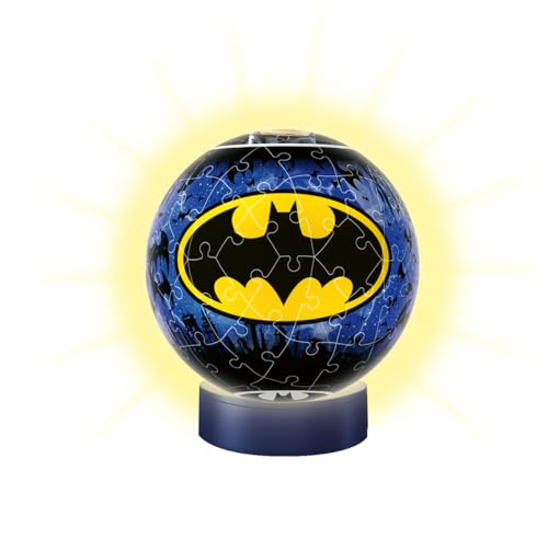 Ravensburger 3D Puzzle 11080 - Nachtlicht Puzzle-Ball Batman - 72 Teile - ab 6 Jahren, LED Nachttischlampe mit Klatsch-Mechanismus von Ravensburger