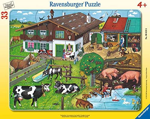 Ravensburger Kinderpuzzle - 06618 Tierfamilien - Rahmenpuzzle für Kinder ab 4 Jahren, mit 33 Teilen von Ravensburger