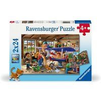 Ravensburger Kinderpuzzle - 12004044 Eisenbahn- und Flugzeugservice - Puzzle für Kinder ab 4 Jahren, mit 2x24 Teilen von Ravensburger Verlag GmbH