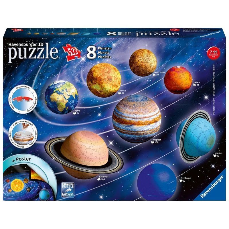 Ravensburger 3D Puzzle Planetensystem 11668 - Planeten als 3D Puzzlebälle - Sonn von Ravensburger Verlag Puzzleball