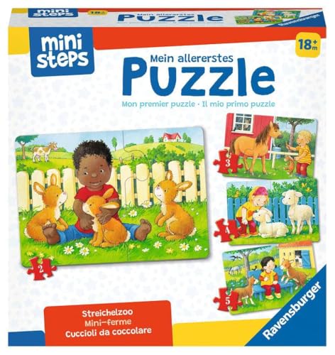 Ravensburger ministeps 4169 Mein allererstes Puzzle: Streichelzoo - 4 erste Puzzles mit 2-5 Teilen, Spielzeug ab 18 Monate von Ravensburger