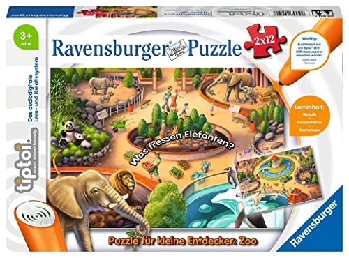 Ravensburger tiptoi 00051 - Puzzle für kleine Entdecker: Zoo / 2x12 Teile Puzzle ab 3 Jahren von Ravensburger