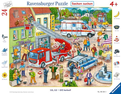 Ravensburger Kinderpuzzle - 06581 110, 112 - Eilt herbei! - Rahmenpuzzle für Kinder ab 4 Jahren, mit 24 Teilen, Silver von Ravensburger