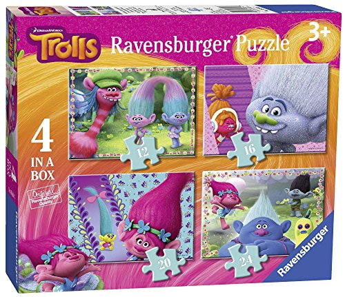 6864 Ravensburger, Kreuzform Trolle 4 in Einer Box Puzzle – 12, 16, 20 und 24 Teile von Ravensburger