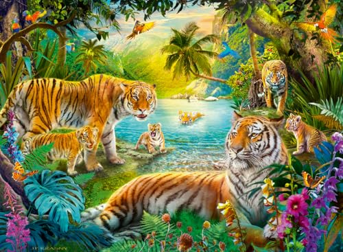 Ravensburger Puzzle 12001384 - Tiger Family in The Oasis - 500 Teile Puzzle für Erwachsene und Kinder ab 12 Jahren Ravensburger Puzzle 12001384 - Tiger Family in The Oasis - 500 Teile Puzzle für Erwachsene und Kinder ab 12 Jahren von Ravensburger