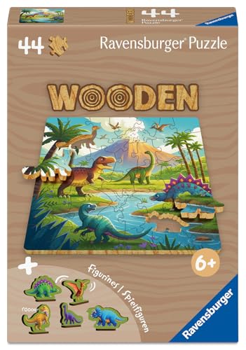 Ravensburger Wooden Kids Puzzle 12004084 - Dinosaurier Welt - 44 Teile Kontur-Holzpuzzle mit stabilen, individuellen Puzzleteilen 5 Whimsies und 5 Holzspielfiguren, für Kinder ab 4 Jahren Ravensburger Wooden Kids Puzzle 12004084 - Dinosaurier Welt - 44 Teile Kontur-Holzpuzzle mit stabilen, individuellen Puzzleteilen 5 Whimsies und 5 Holzspielfiguren, für Kinder ab 4 Jahren von Ravensburger