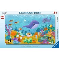 RAVENSBURGER 05632 Kinderpuzzle Tierkinder unter Wasser 15 Teile Rahmenpuzzle von Ravensburger