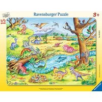 RAVENSBURGER 05633 Kinderpuzzle Rahmenpuzzle Die kleinen Dinosaurier 8-17 Teile von Ravensburger