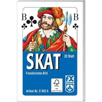 RAVENSBURGER 27002 Klassisches Skatspiel, Französisches Bild, 32 Karten in der Faltschachtel von Ravensburger