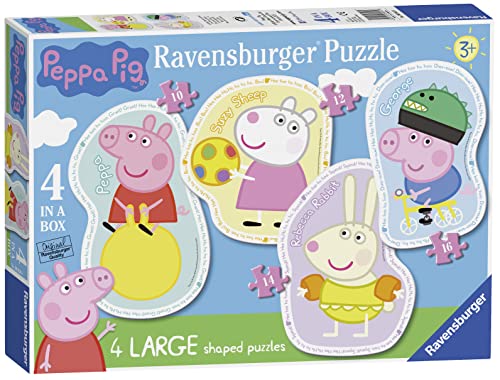 Ravensburger 6956 Peppa Pig Wutz – 4 große geformte Puzzles (10, 12, 14, 16 Teile) für Kinder ab 3 Jahren, Mehrfarbig, Large von Ravensburger