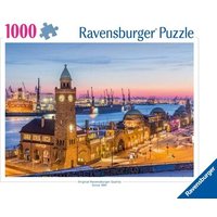 RAVENSBURGER 905614 Puzzle 1000 Teile Hamburg Abendstimmung St. Pauli Landungsbrücken von Ravensburger