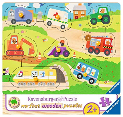 Ravensburger Kinderpuzzle - 03684 Lieblingsfahrzeuge - my first wooden puzzle mit 8 Teilen - Puzzle für Kinder ab 2 Jahren - Holzpuzzle, Yellow von Ravensburger