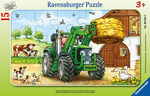 Ravensburger Kinderpuzzle - 06044 Traktor auf dem Bauernhof - Rahmenpuzzle für Kinder ab 3 Jahren, mit 15 Teilen, tolles von Ravensburger