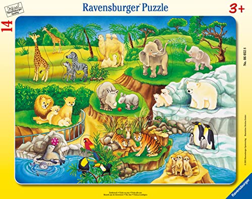 Ravensburger Kinderpuzzle - 06052 Zoobesuch - Rahmenpuzzle für Kinder ab 3 Jahren, mit 14 Teilen, Yellow von Ravensburger