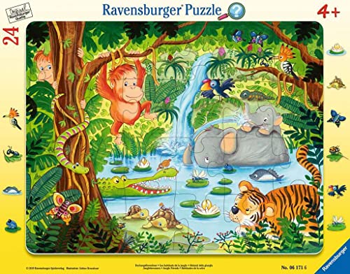 Ravensburger Kinderpuzzle - 06171 Dschungelbewohner - Rahmenpuzzle für Kinder ab 4 Jahren, mit 24 Teilen, Blau von Ravensburger