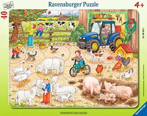 Ravensburger Kinderpuzzle - 06332 Auf dem großen Bauernhof - Rahmenpuzzle für Kinder ab 4 Jahren, mit 40 Teilen, Silver von Ravensburger