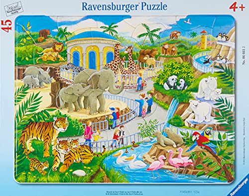 Ravensburger 6661 (-) Kinderpuzzle-06661 Besuch im Zoo-Rahmenpuzzle für Kinder ab 4 Jahren, mit 45 Teilen, Teal/Turquoise Green von Ravensburger