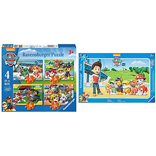 Ravensburger 06936 Paw Patrol 4 Puzzle 12/16/20/24 Teile a box-12/16/20/24, Einheitsgröße [Exklusiv bei Amazon] & Kinderpuzzle 06124 - Paw Patrol - Rahmenpuzzle von Ravensburger