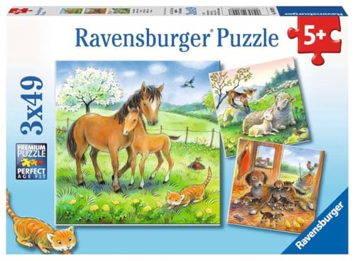 Ravensburger Kinderpuzzle - 08029 Kuschelzeit - Puzzle für Kinder ab 5 Jahren, mit 3x49 Teilen von Ravensburger