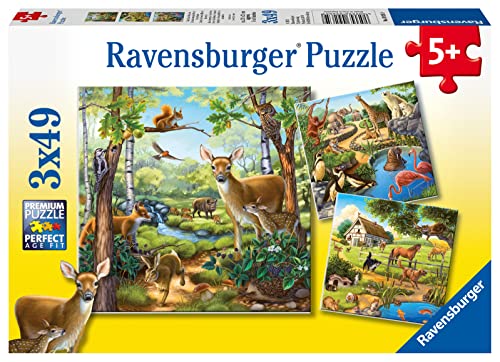 Ravensburger Kinderpuzzle - 09265 Wald-/Zoo-/Haustiere - Puzzle für Kinder ab 5 Jahren, mit 3x49 Teilen Ravensburger Kinderpuzzle - 09265 Wald-/Zoo-/Haustiere - Puzzle für Kinder ab 5 Jahren, mit 3x49 Teilen von Ravensburger