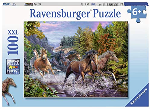 Ravensburger 10403 Rushing River Horses 100-teiliges Puzzle mit extra großen Teilen für Kinder ab 6 Jahren, Mehrfarbig von Ravensburger