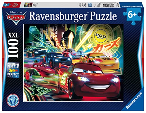 Ravensburger Kinderpuzzle - 10520 Cars Neon - Disney Cars-Puzzle für Kinder ab 6 Jahren, mit 100 Teilen im XXL-Format, Yellow von Ravensburger