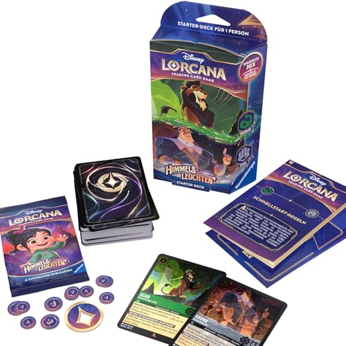 Disney Lorcana Trading Card Game: Himmelsleuchten - Starter Deck Smaragd und Stahl (Deutsch) von Ravensburger