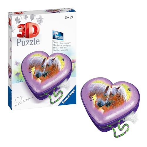 Ravensburger 3D Puzzle 11171 - Herzschatulle Pferde - 54 Teile - Aufbewahrungsbox für Pferde-Fans ab 8 Jahren, Pferde Geschenke für Mädchen und Jungen von Ravensburger